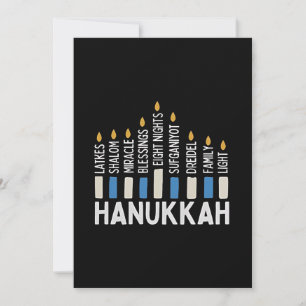 Convite Hanukkah Jewish Holiday Menorah Jew