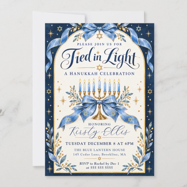Convite Hanukkah Ligado em Luz (Frente)