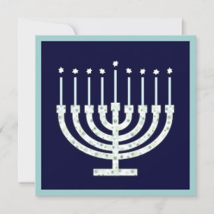 Convite Hanukkah Menorah com velas nas bolinhas