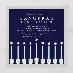 Convite Hanukkah Menorah com velas nas bolinhas