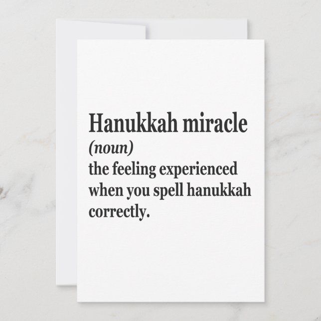 Convite Hanukkah Miracle Engraçado Chanukah Definição Juda (Frente)
