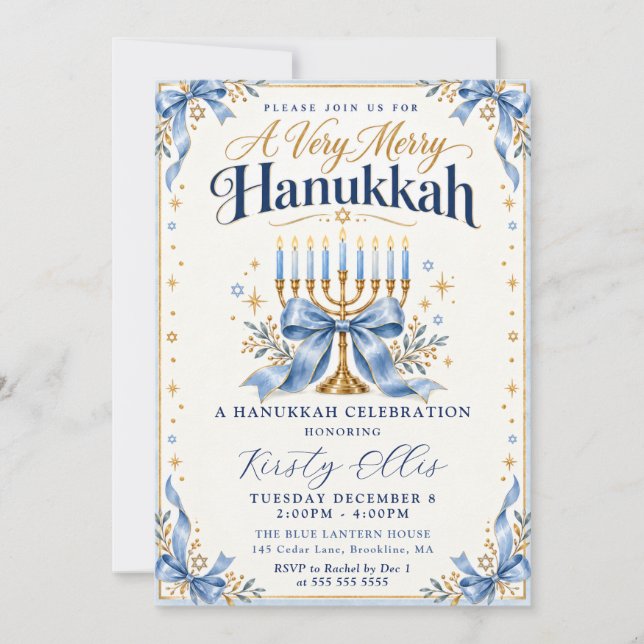 Convite Hanukkah Muito Alegre (Frente)