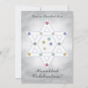 Convite Hanukkah Star e Snowflakes Celebram Prata