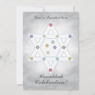 Convite Hanukkah Star e Snowflakes Celebram Prata