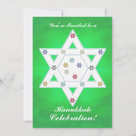 Convite Hanukkah Star e Snowflakes Celebram Verde