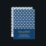 Convite Hanukkah Stars of David Pattern Blue Holiday Party<br><div class="desc">Concebido por gordura*fa*estanho. Fácil de personalizar com seu próprio texto,  foto ou imagem. Para pedidos personalizados,  entre em contato direto com o . Aplicam-se taxas personalizadas. www.zazzle.com/fat_fa_tin www.zazzle.com/color_therapy www.zazzle.com/fatfatin_blue_knot www.zazzle.com/fatfatin_red_knot www.zazzle.com/fatfatin_mini_me www.zazzle.com/fatfatin_design www.zazzle.com/fatfatin_ink</div>