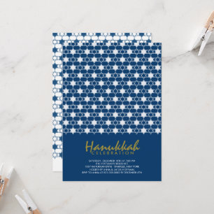 Convite Hanukkah Stars of David Pattern Blue Holiday Party