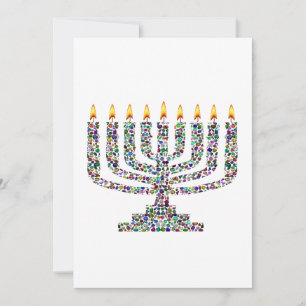 Convite Hanukkiah fez com pedras Gemônicas em Todas as cor