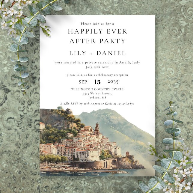 Convite Happily Ever After Amalfi Italy Wedding (Happily Ever After Amalfi Italy Wedding Invitation)