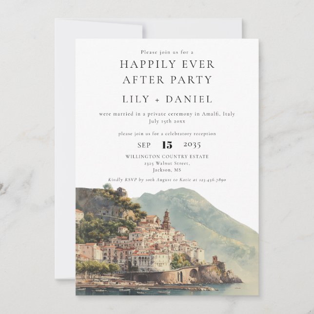 Convite Happily Ever After Amalfi Wedding Photo (Frente)