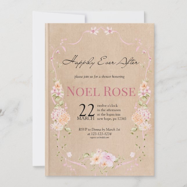 Convite Happily Ever After Bridal Shower invitation (Frente)