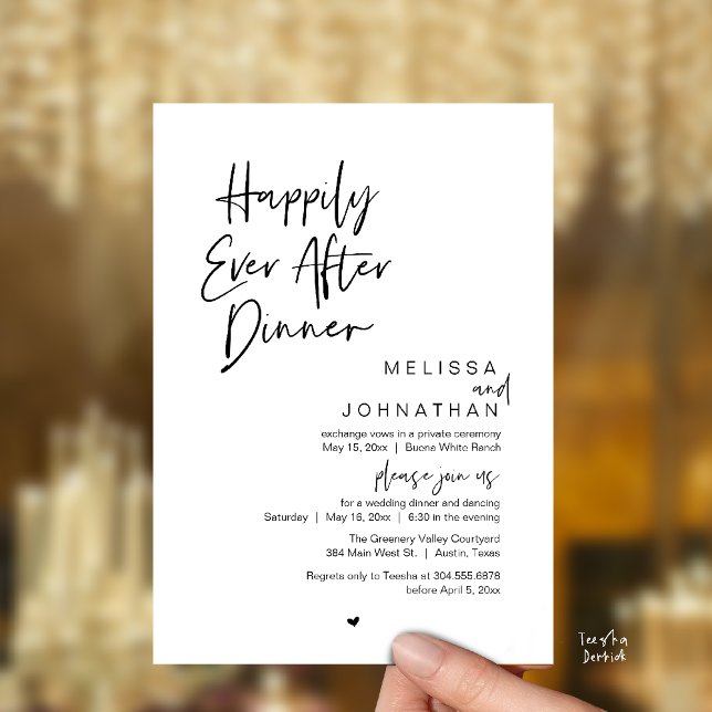 Convite Happily Ever After Dinner Modern Wedding Party (Happily Ever After Dinner Modern Wedding Reception Party Invitation Card Black White)