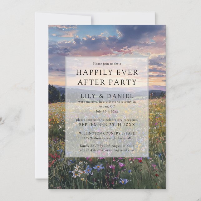 Convite Happily Ever After Floral Wildflower Wedding (Frente)