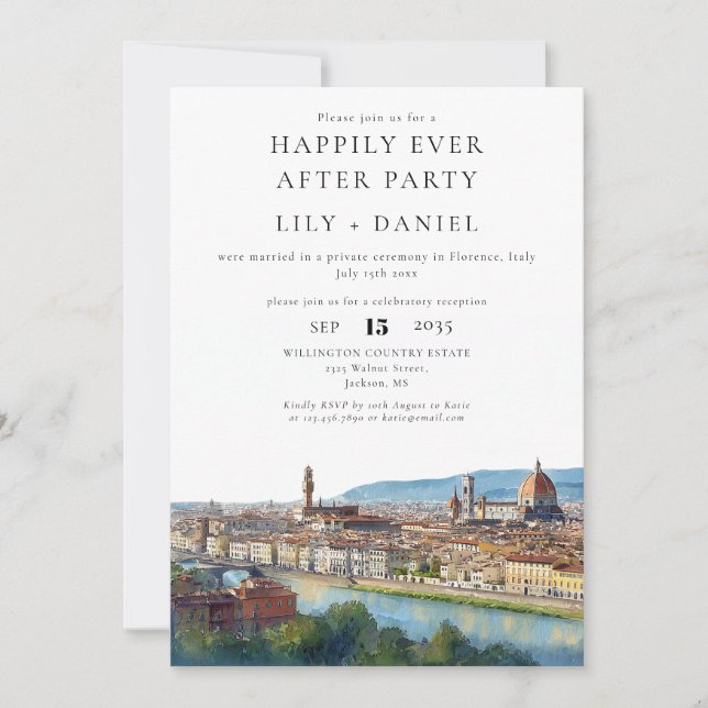 Convite Happily Ever After Florence Photo Wedding (Frente)