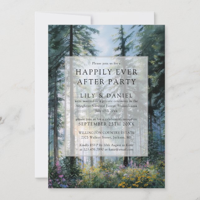 Convite Happily Ever After Forest Wildflowers Wedding (Frente)