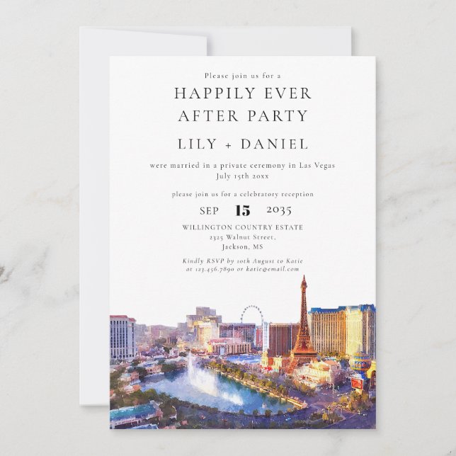Convite Happily Ever After Las Vegas Wedding (Frente)