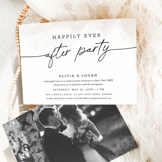 Convite Happily Ever After Party Script Wedding Elopement (Criador carregado)