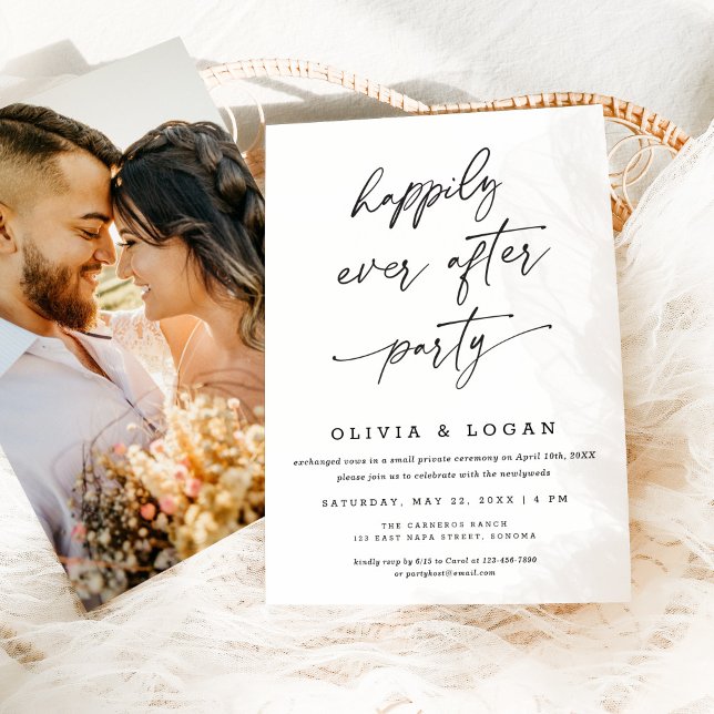 Convite Happily Ever After Party Script Wedding Elopement (Criador carregado)