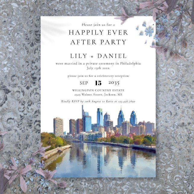 Convite Happily Ever After Philadelphia Wedding (Happily Ever After Philadelphia Wedding Invitation)