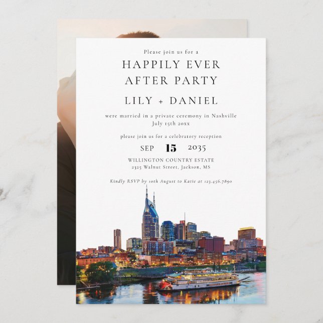 Convite Happily Ever After Photo Nashville Wedding (Frente/Verso)