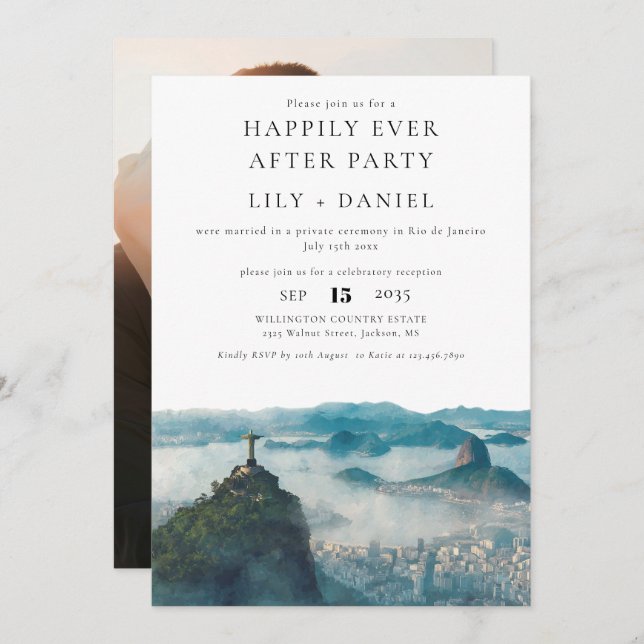 Convite Happily Ever After Photo Rio de Janeiro Wedding (Frente/Verso)