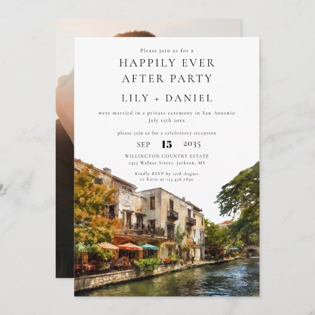 Convite Happily Ever After Photo San Antonio Wedding (Frente/Verso)