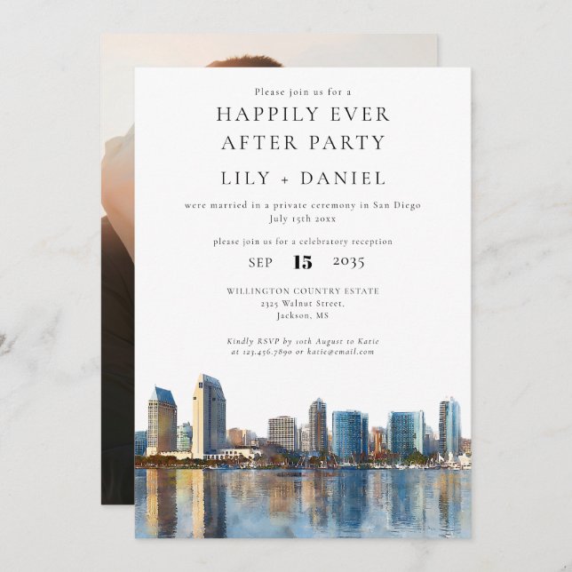 Convite Happily Ever After Photo San Diego Wedding (Frente/Verso)