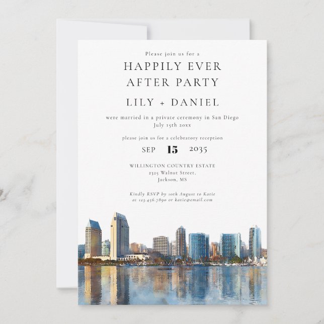 Convite Happily Ever After San Diego Wedding (Frente)