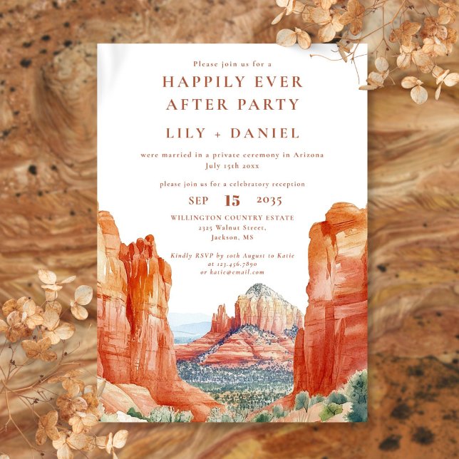 Convite Happily Ever After Watercolor Desert Wedding (Happily Ever After Watercolor Desert Wedding Invitation)