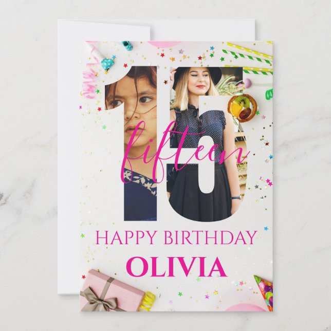 Convite happy 15th Birthday Personalized card (Frente)