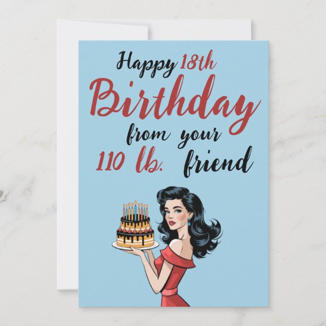 Convite Happy 18th Birthday from Your 110 lb Friend Funny (Frente)