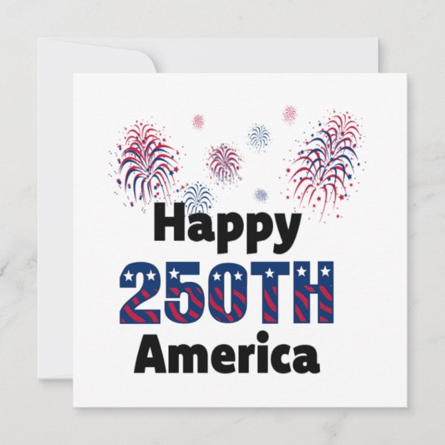 Convite Happy 250th America Patriotic 4th of July (Frente)