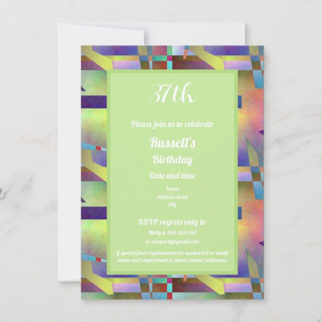 Convite Happy Birthday Adult Any Age Abstract Pattern (Frente)
