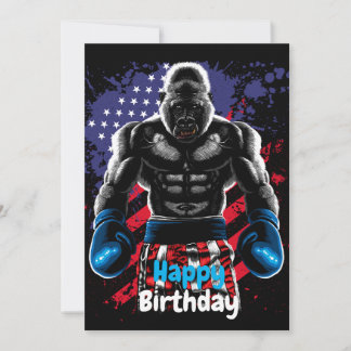 Convite Happy Birthday boxer gorilla