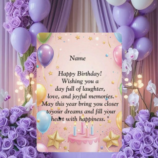 Convite Happy Birthday Card - Joyful Wishes, Balloons & C