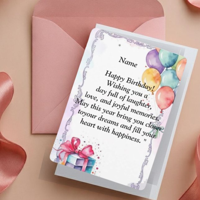 Convite  Happy Birthday Card - Joyful Wishes, Balloons & C (Criador carregado)