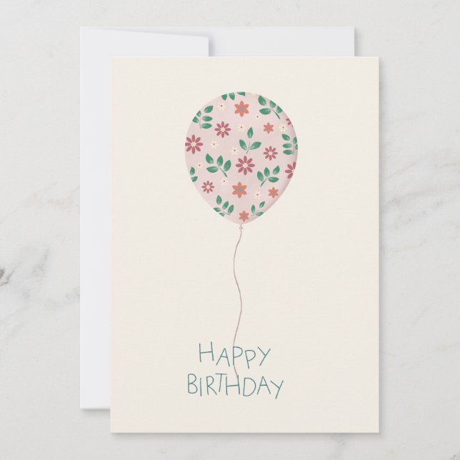 Convite Happy Birthday Card with handpainted Ballon (Frente)