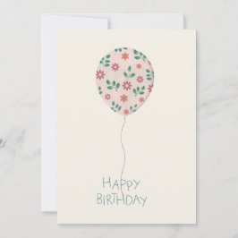 Convite Happy Birthday Card with handpainted Ballon