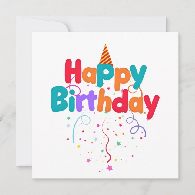 Convite Happy Birthday Confetti (Frente)