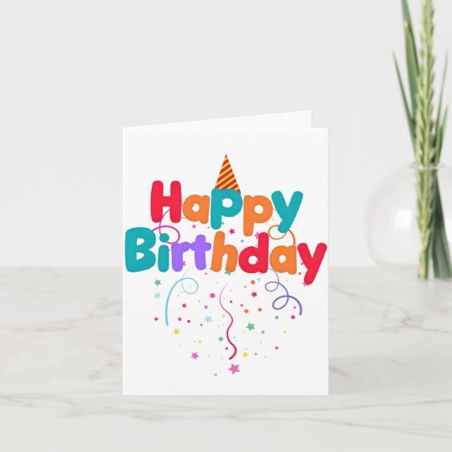 Convite Happy Birthday Confetti (Frente)