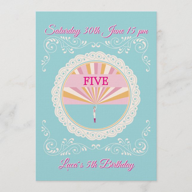 Convite Happy Birthday Fun Invitation Card, Blue RSVP (Frente)