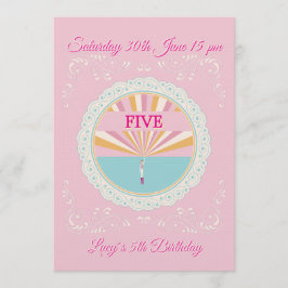 Convite Happy Birthday Fun Invitation Card, Pink RSVP