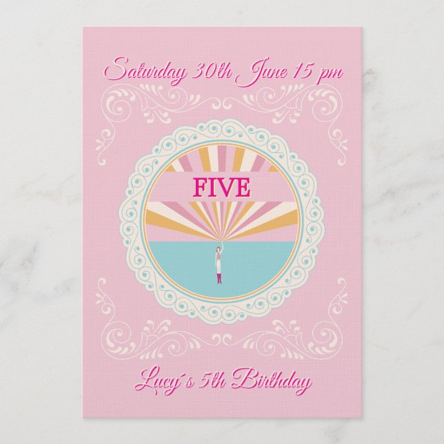 Convite Happy Birthday Fun Invitation Card, Pink RSVP (Frente)