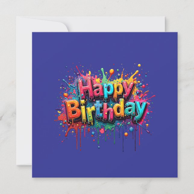 Convite Happy Birthday Graffiti Invitation (Frente)