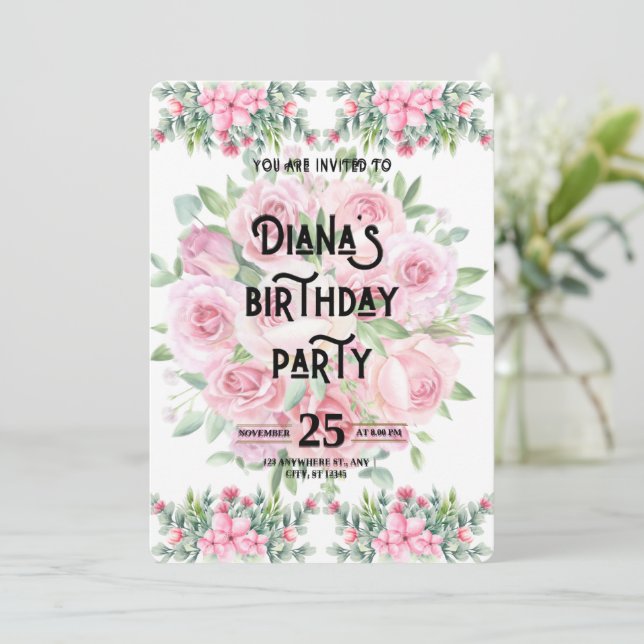 Convite Happy Birthday Invitation (Em pé/Frente)