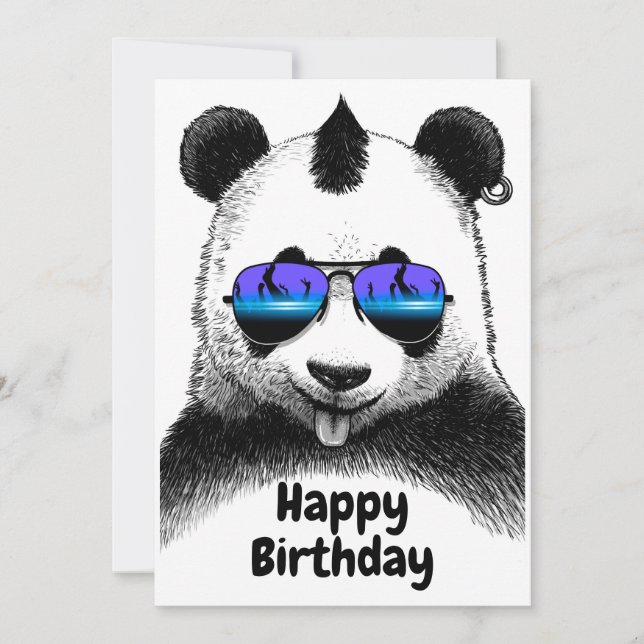 Convite Happy Birthday Punk Panda (Frente)