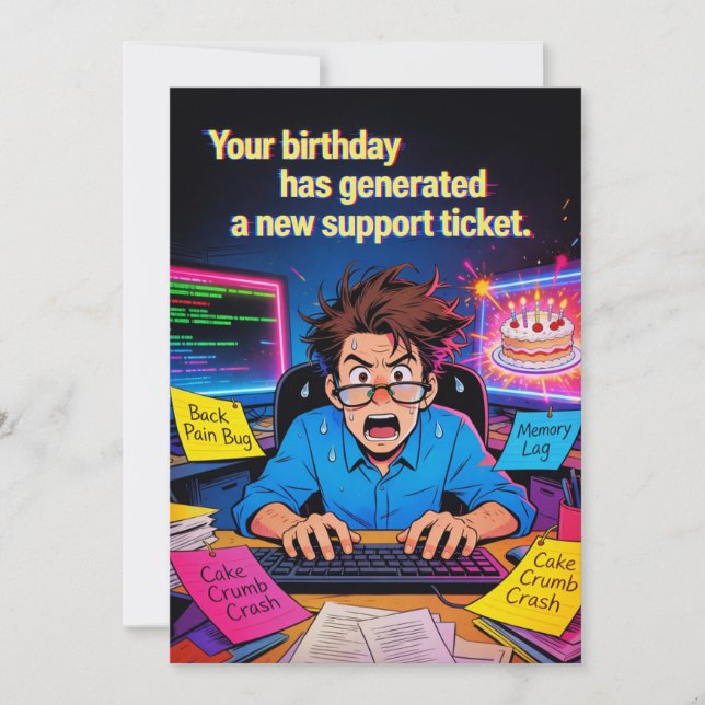 Convite Happy Birthday Support Ticket (Frente)