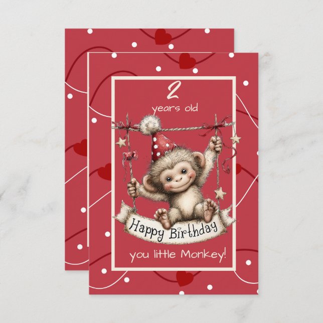 Convite Happy Birthday You Little Monkey (Frente/Verso)