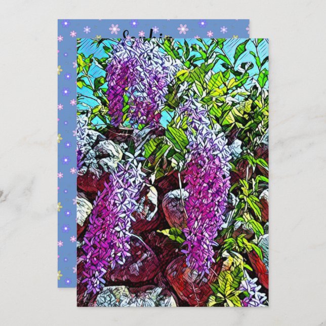 Convite Happy blooming flower (Frente/Verso)