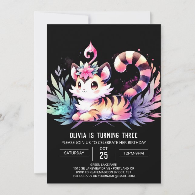 Convite Happy Castle Tiger Birthday (Frente)